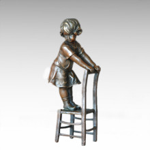 Дети фигура Статуя Председатель девочка ребенка Бронзовая скульптура TPE-886